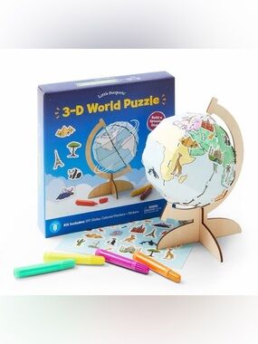 3D‎ World Puzzle Kids DIY Globe Kit Educational Toy w/ kit NIB